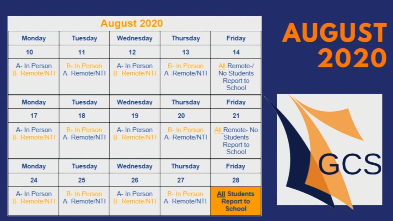 Grayson County Schools' August 2020 schedule